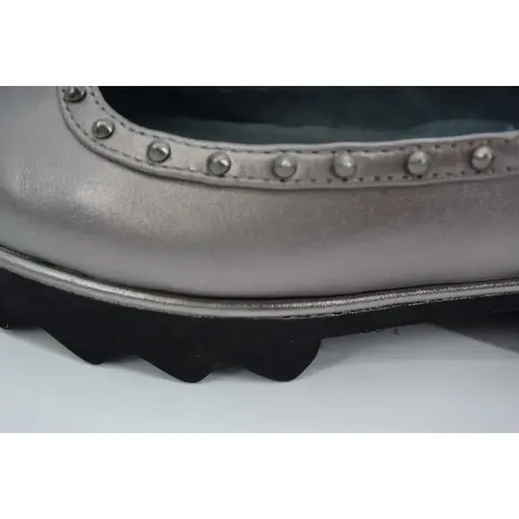 Sacha London Yaiza Pewter Leather Studded Pointed Toe Platform Shoes Size 7 - Picture 8 of 11